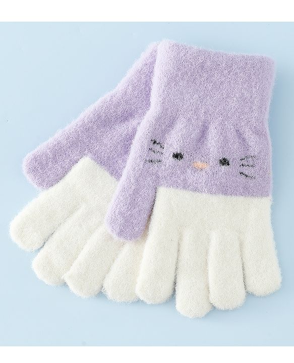 Babyhug Gloves With Cat Design - Pink