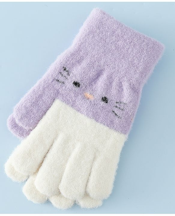 Babyhug Gloves With Cat Design - Pink