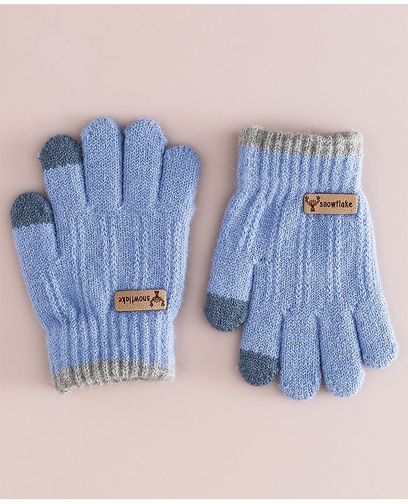 Babyhug Gloves With Cable Knit Design - Blue