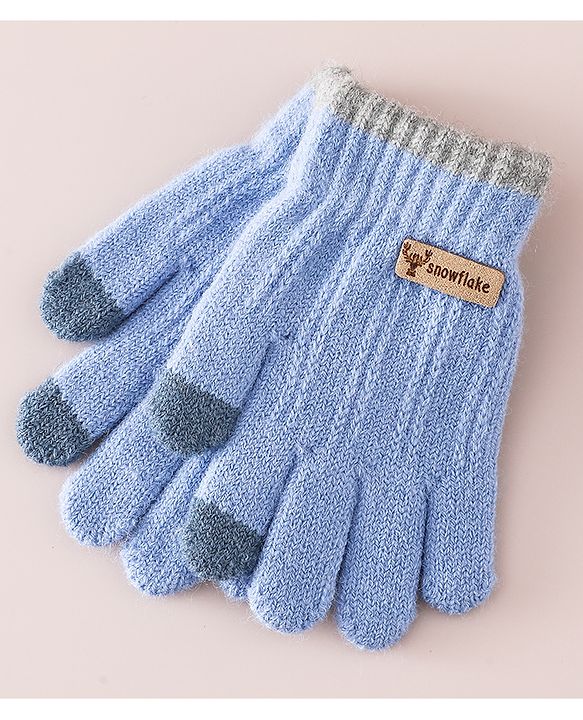 Babyhug Gloves With Cable Knit Design - Blue