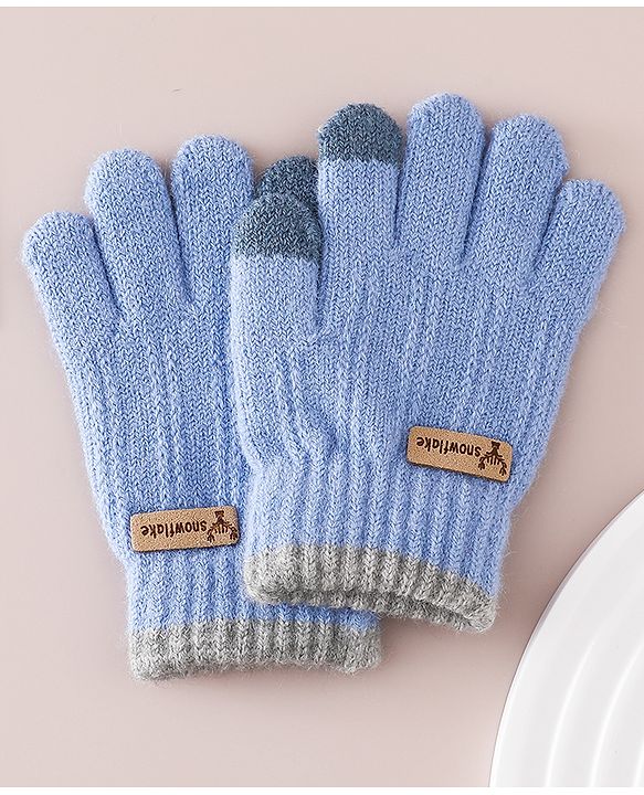 Babyhug Gloves With Cable Knit Design - Blue
