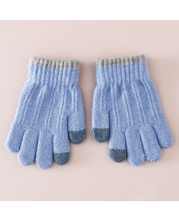 Babyhug Gloves With Cable Knit Design - Blue