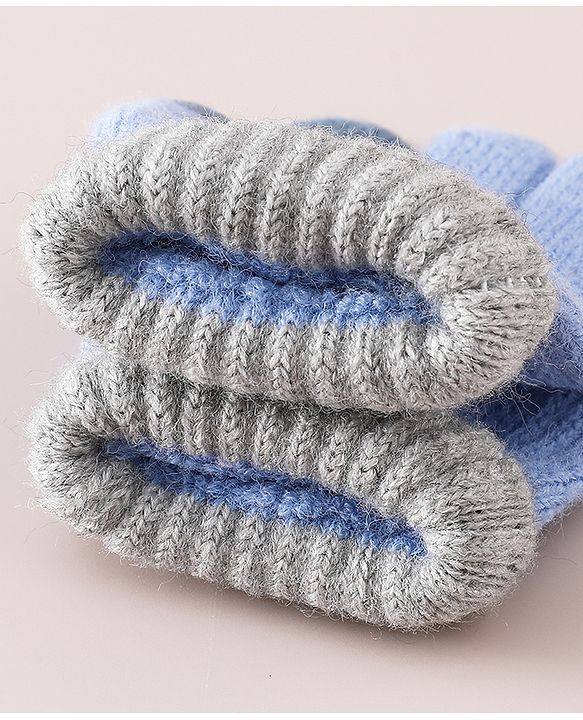 Babyhug Gloves With Cable Knit Design - Blue