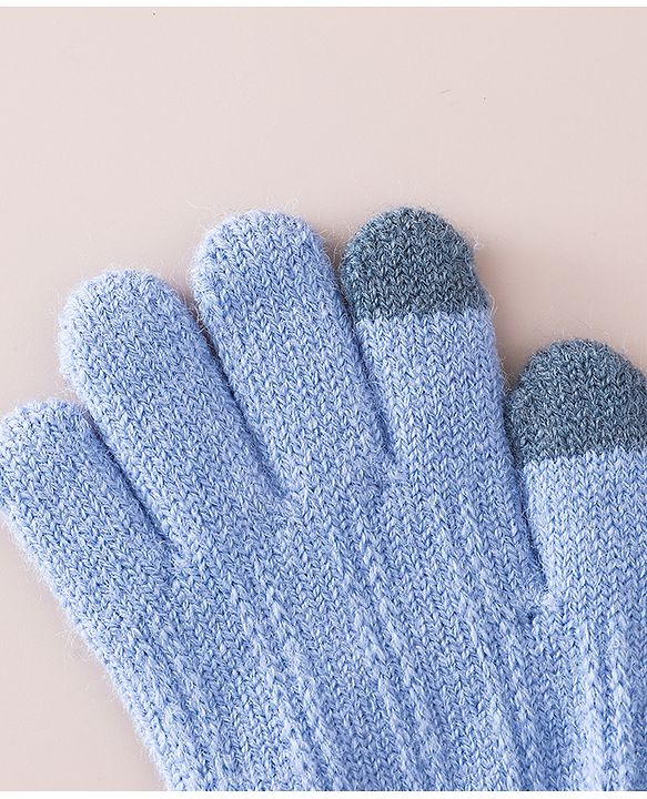 Babyhug Gloves With Cable Knit Design - Blue