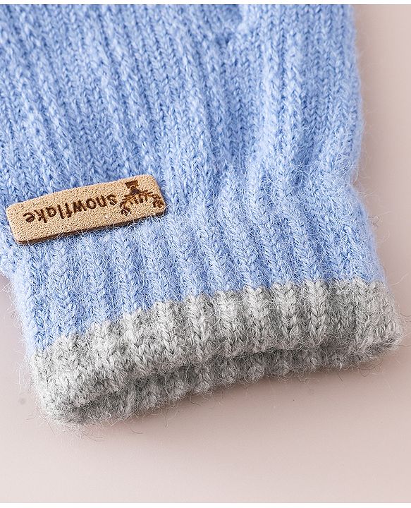 Babyhug Gloves With Cable Knit Design - Blue