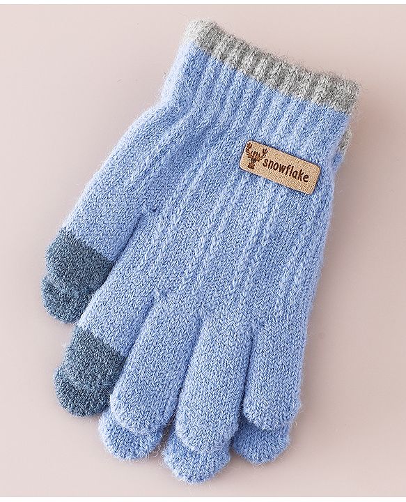 Babyhug Gloves With Cable Knit Design - Blue