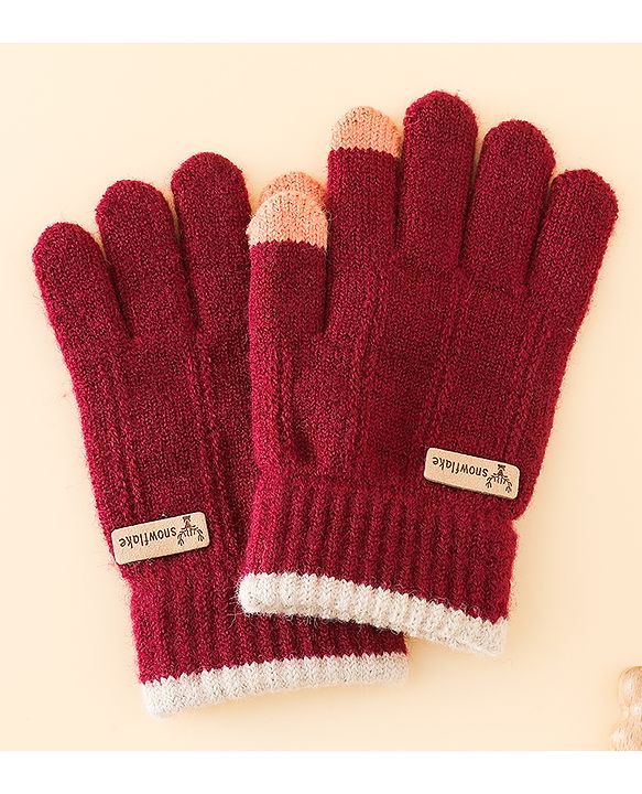 Babyhug Gloves With Cable Knit Design - Blue