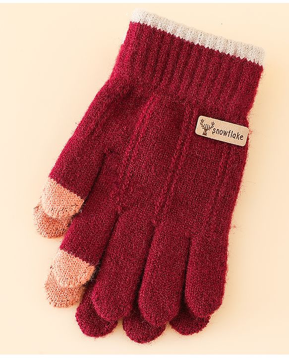 Babyhug Gloves With Cable Knit Design - Blue