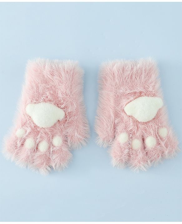 Babyhug Gloves With Paw Applique - Pink