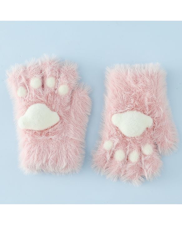Babyhug Gloves With Paw Applique - Pink