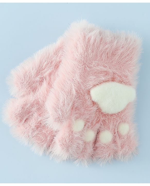 Babyhug Gloves With Paw Applique - Pink