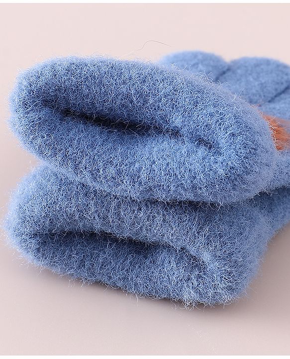 Babyhug Gloves with Bear Applique - Blue