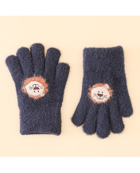 Babyhug Gloves with Bear Applique - Blue