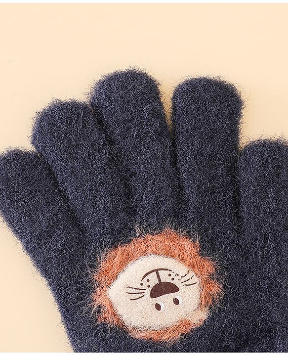 Babyhug Gloves with Bear Applique - Blue