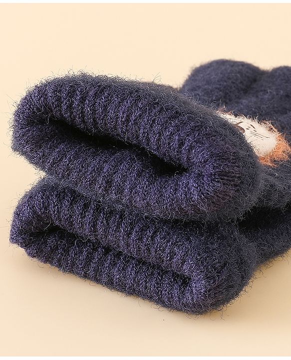Babyhug Gloves with Bear Applique - Blue