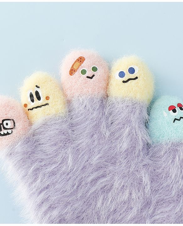 Babyhug Gloves with Cartoon Design - Purple