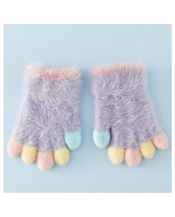 Babyhug Gloves with Cartoon Design - Purple