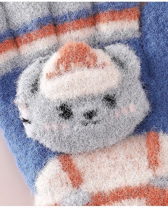 Babyhug Gloves With Bear Applique - Blue