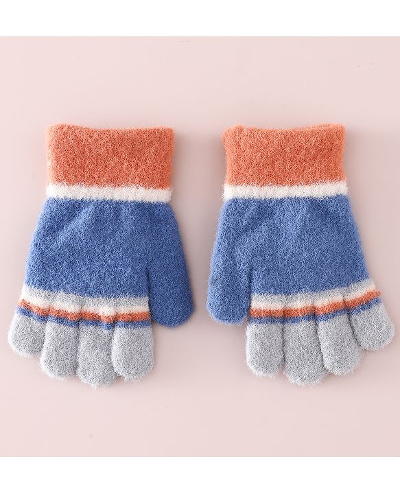 Babyhug Gloves With Bear Applique - Blue