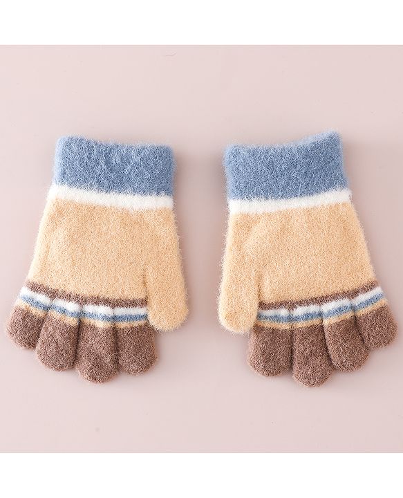 Babyhug Gloves With Bear Applique - Blue