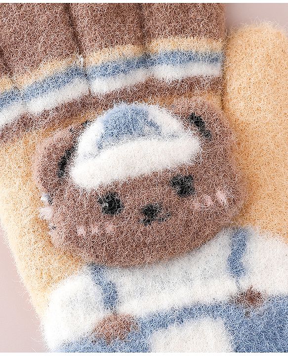 Babyhug Gloves With Bear Applique - Blue