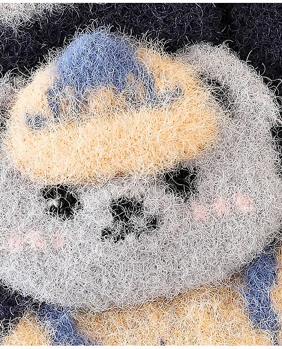 Babyhug Gloves With Bear Applique - Blue