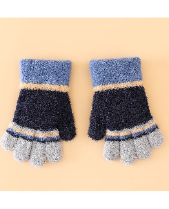 Babyhug Gloves With Bear Applique - Blue