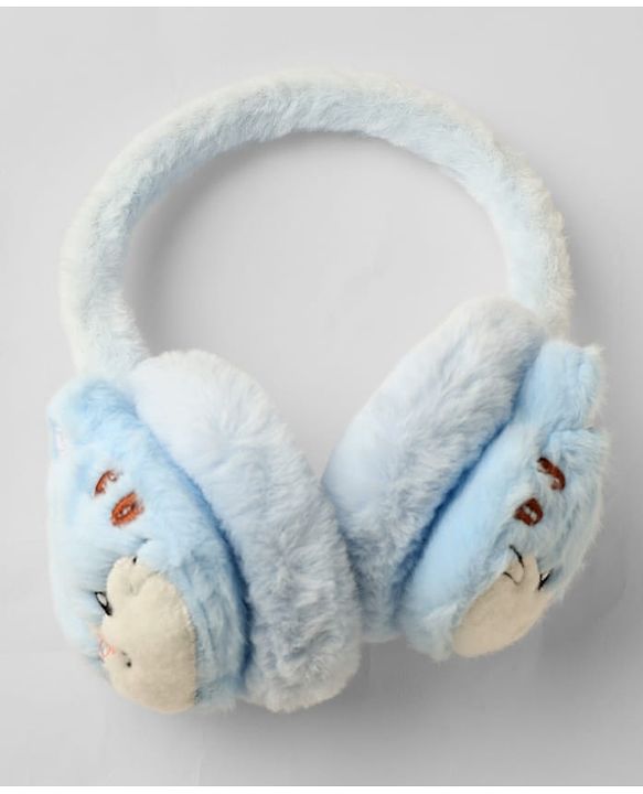 Babyhug Ear Muffs with Kitten Applique - Blue