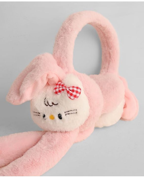 Babyhug Ear Muffs With Cat Applique - Pink