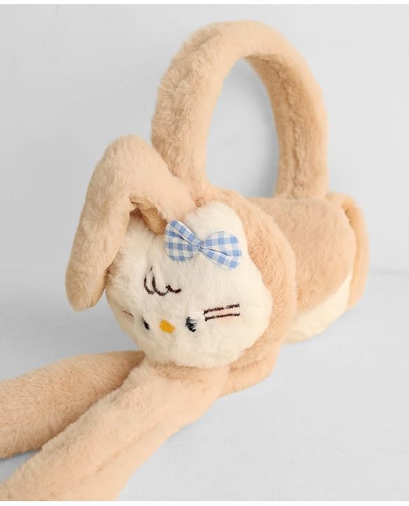 Babyhug Ear Muffs With Cat Applique - Pink