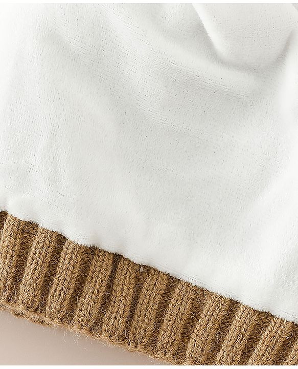 Babyhug Woollen Cap With Pom Pom Brown - Diameter 15 cm