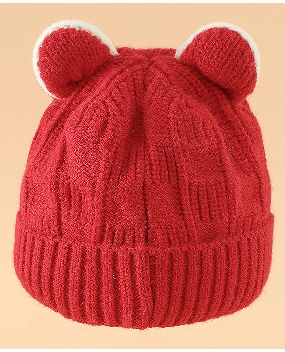 Babyhug Woollen Cap With Pom Pom Brown - Diameter 15 cm