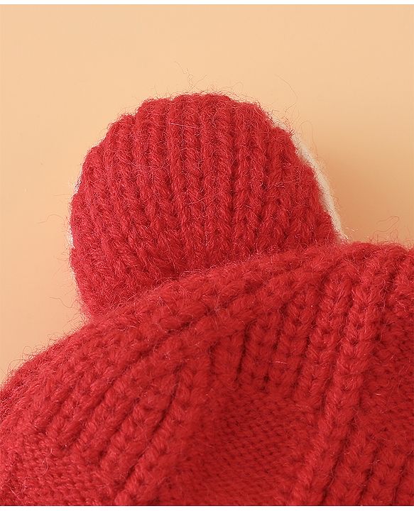 Babyhug Woollen Cap With Pom Pom Brown - Diameter 15 cm