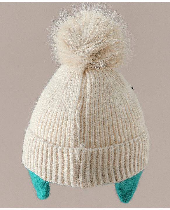 Babyhug Woollen Cap with Pom Pom & Reindeer Applique in Red - Diameter 17.5 cm