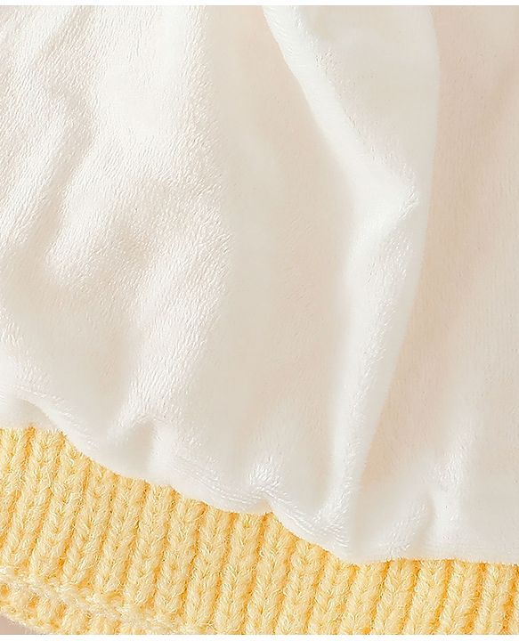 Babyhug Woollen Cap with Bear Applique Yellow - Diameter 16 cm