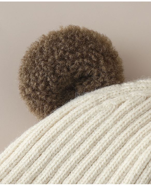 Babyhug Woollen Cap with Ear and Kitten Applique Light Blue - Diameter 19.5 cm