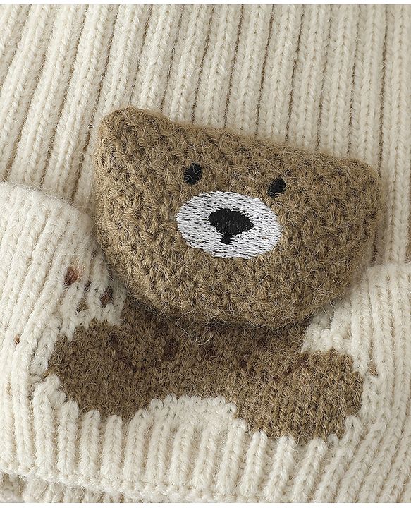 Babyhug Woollen Cap with Ear and Kitten Applique Light Blue - Diameter 19.5 cm