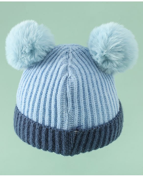 Babyhug Woollen Pom Pom Cap With Puppy Design Red - Diameter 11 cm