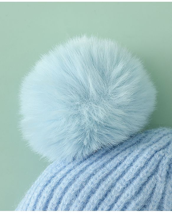 Babyhug Woollen Pom Pom Cap With Puppy Design Red - Diameter 11 cm