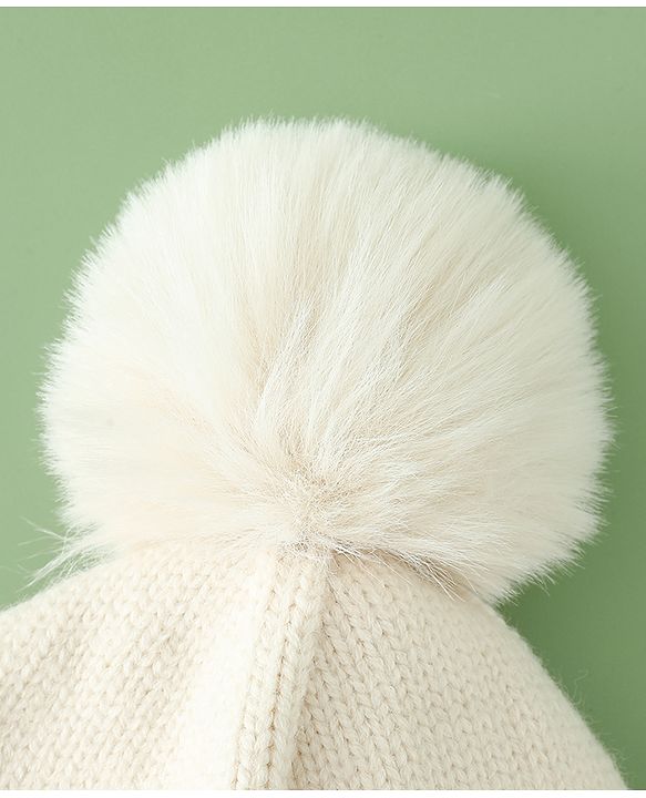 Babyhug Woollen Cap with Pom Pom & Knot with Crocodile Design & Applique Light Blue - Diameter 21 cm