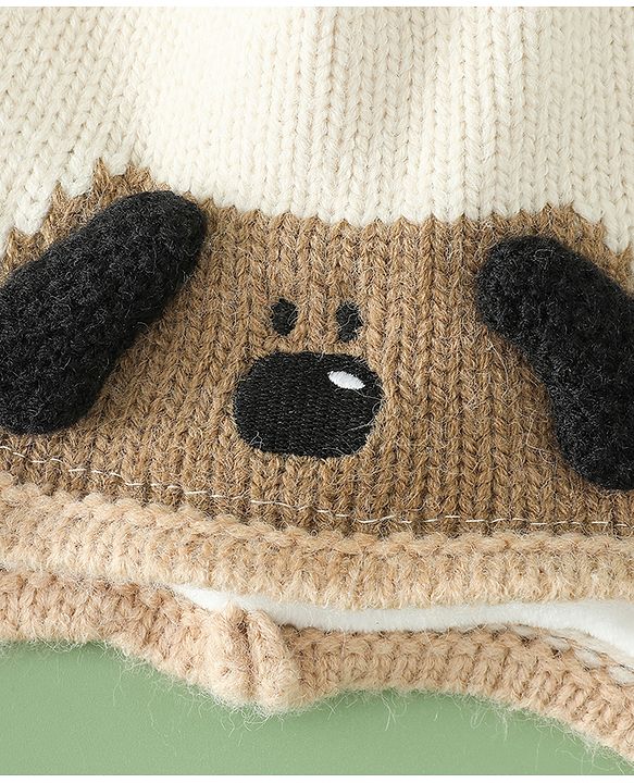 Babyhug Woollen Cap with Pom Pom & Knot with Crocodile Design & Applique Light Blue - Diameter 21 cm