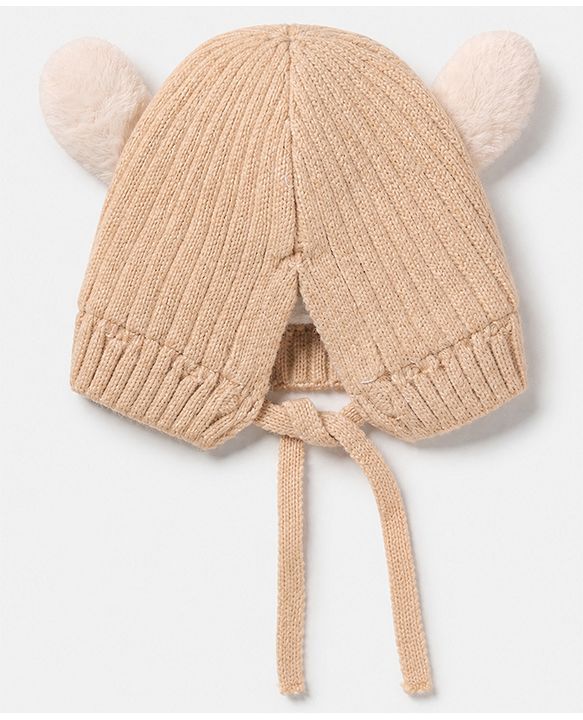 Babyhug Woollen Cap with Knot and Ear Design Pink - Diameter 19 cm