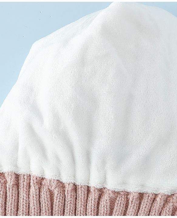 Babyhug Woollen Cap with Knot and Ear Design Pink - Diameter 19 cm