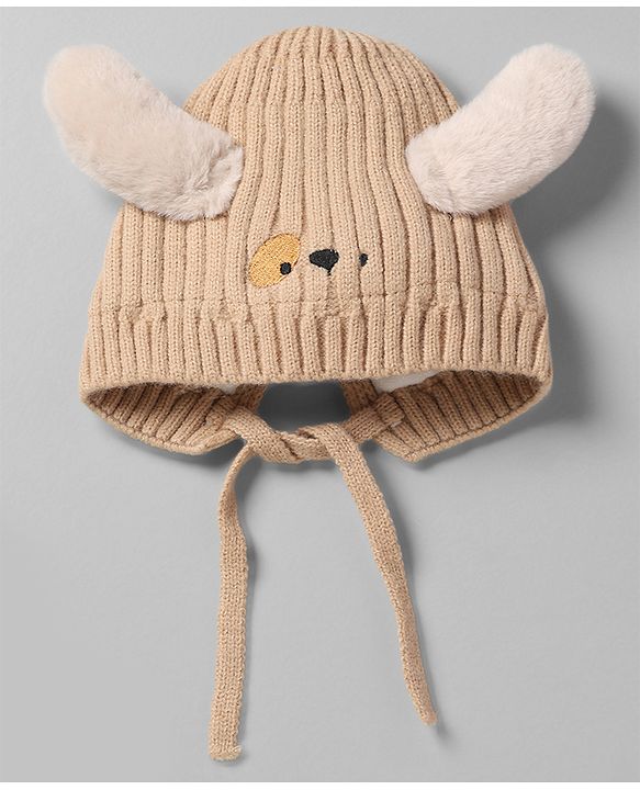 Babyhug Woollen Cap with Knot and Ear Design Pink - Diameter 19 cm
