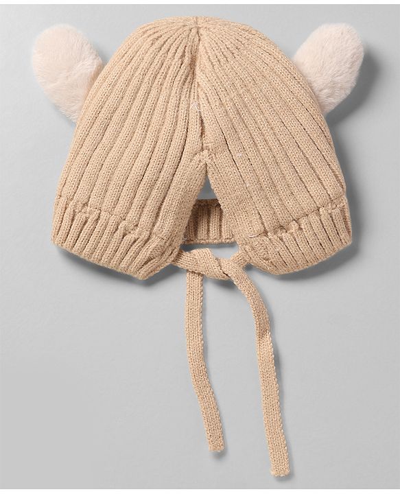 Babyhug Woollen Cap with Knot and Ear Design Pink - Diameter 19 cm