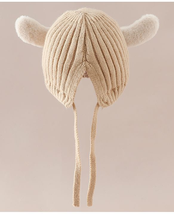 Babyhug Woollen Cap with Knot and Ear Design Pink - Diameter 19 cm