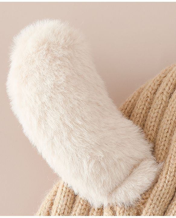 Babyhug Woollen Cap with Knot and Ear Design Pink - Diameter 19 cm