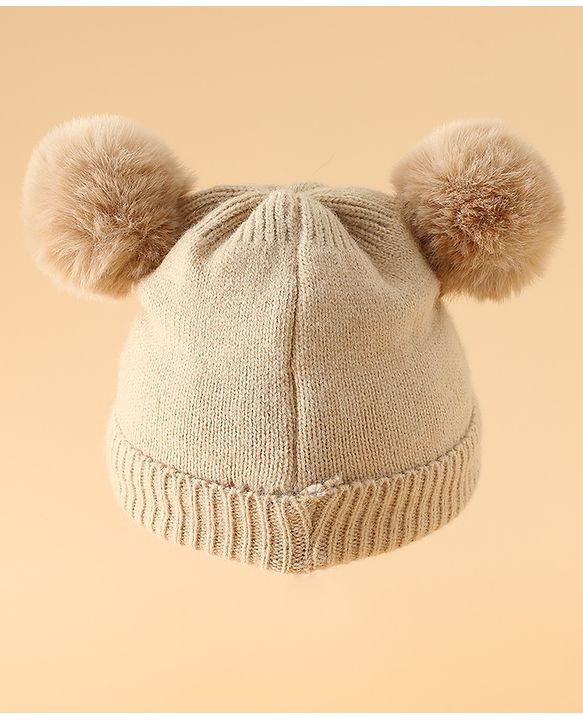 Babyhug Woollen Cap With Bear Design in Red - Diameter 16 cm