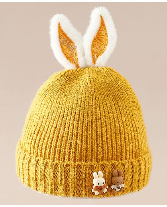 Babyhug Woollen Cap with beanie in Yellow - Diameter 16.5 cm