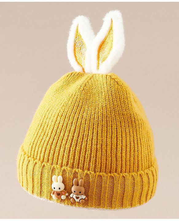 Babyhug Woollen Cap with beanie in Yellow - Diameter 16.5 cm